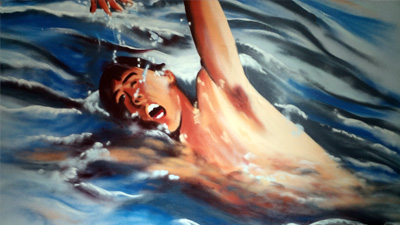 "Der Schwimmer" Wandgestaltung "Der Schwimmer" Wandgestaltung